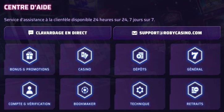 Roby Casino Hilfecenter: Live-Chat rund um die Uhr und Hilferubriken