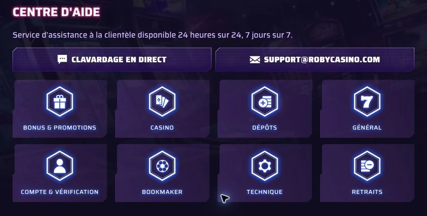 Centre d’aide Robycasino : chat en direct, adresse e-mail du support et rubriques d’assistance