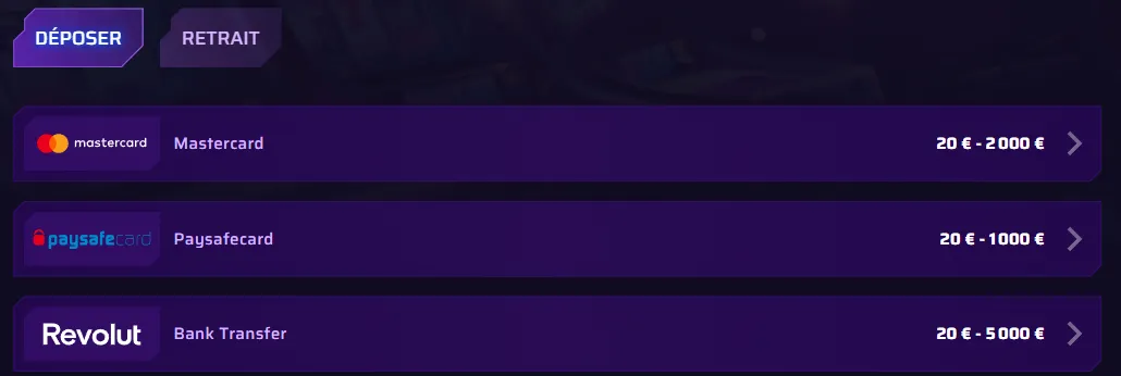 Méthodes de dépôt du Roby Casino pour paiements rapides et sécurisés