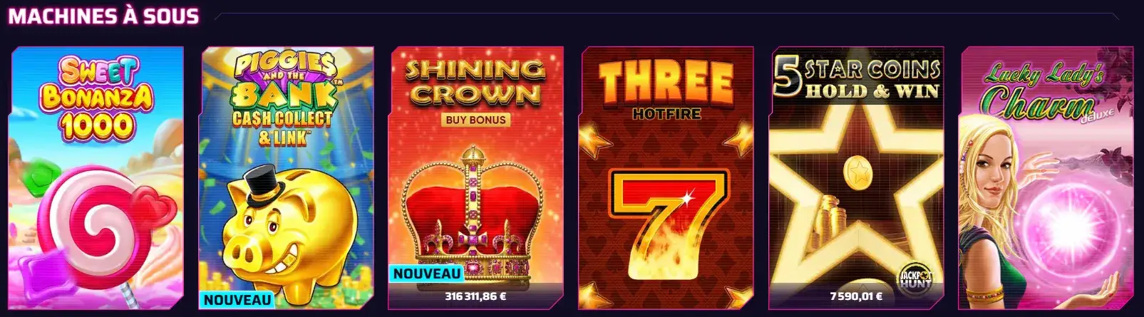 Machines à sous du Roby Casino avec jackpots et bonus
